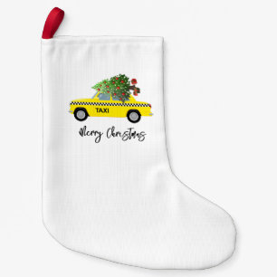 Gult Taxi Cab God jul Träd Helgdag Decor Liten Julstrumpa
