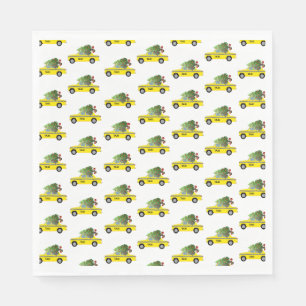 Gult Taxi Cab Julgran Festive Helgdag NYC Pappersservett