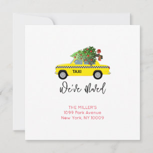 Gult Taxi Cab Julgran Vi har flyttat Adress