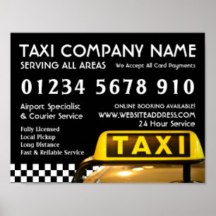 Gult Taxi Cab-signaturreklam Poster