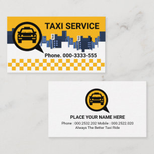 Gult Taxi City Skyline Cab Service Visitkort
