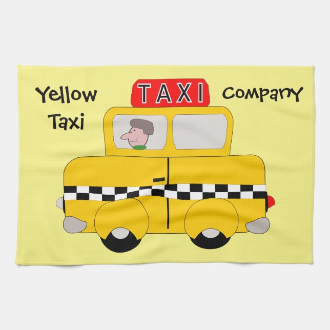 Gult Taxi design Kökshandduk (Horisontell)