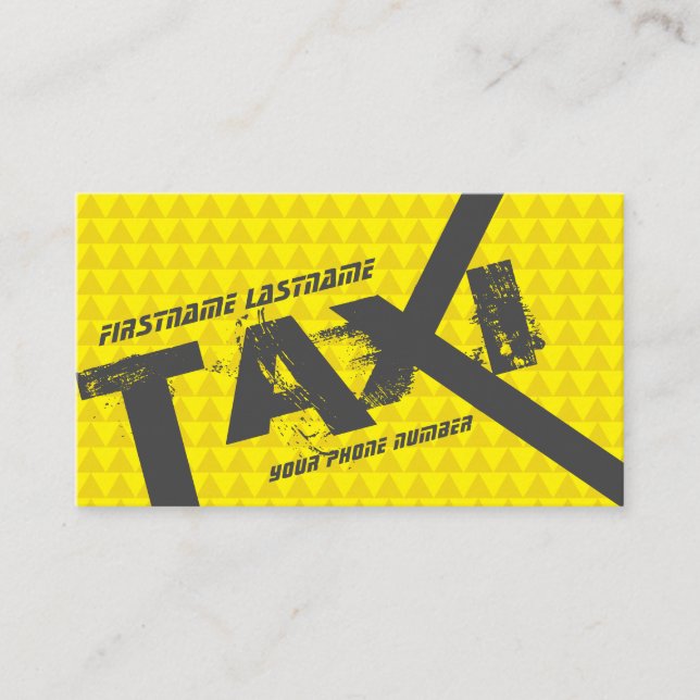 Gult TAXI för professionell taxi-förarhytten Visitkort (Framsida)