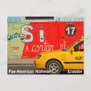 Gult taxi & graffiti, Ecuador Vykort