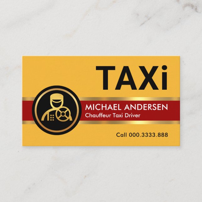 Gult Taxi Guld Linjer som kör Visitkort (Framsida)