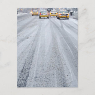 GULT TAXI i SNÖSTORM Vykort