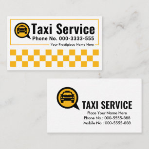 Gult Taxi kryssade rutor Ram Visitkort
