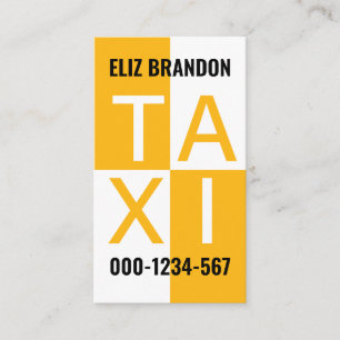 Gult Taxi-kryssrutedrivrutin Visitkort