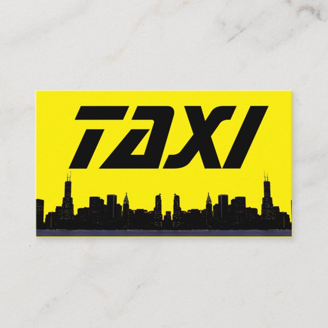 Gult TAXI nattskylt taxi-chaufförer Visitkort (Framsida)
