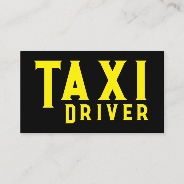 Gult TAXI nattskylt taxi-chaufförer Visitkort (Framsida)