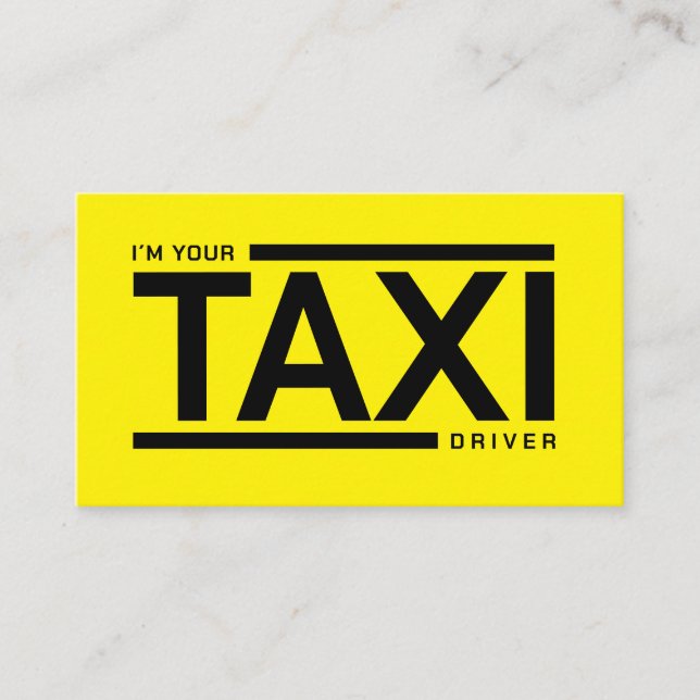 Gult TAXI nattskylt taxi-chaufförer Visitkort (Framsida)