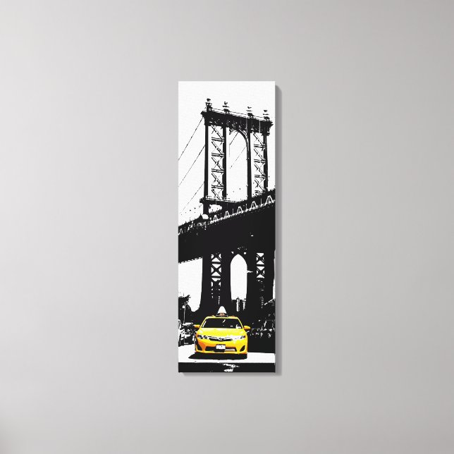 Gult Taxi New York City Brooklyn Bridge Nyc Canvastryck (Framsida)