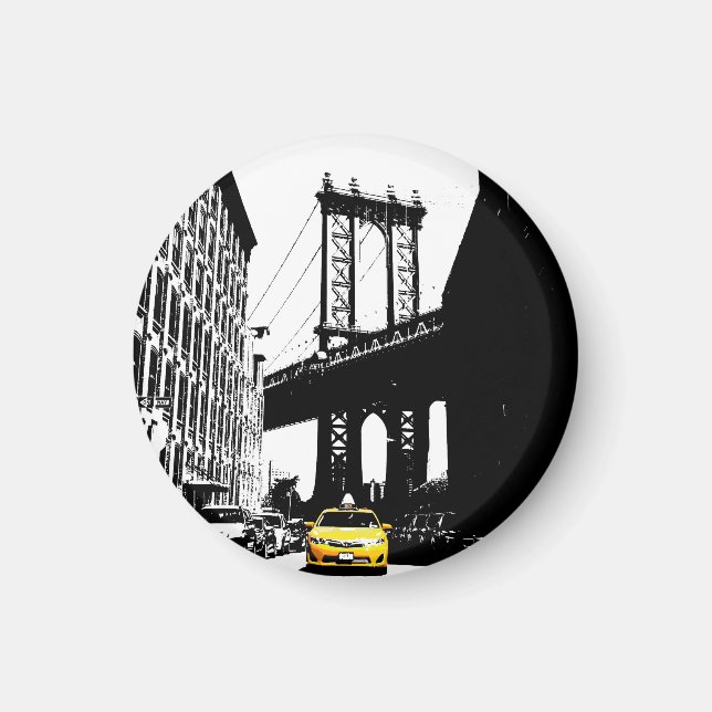Gult Taxi Nyc Brooklyn Bridge New York City Magnet (Framsidan)