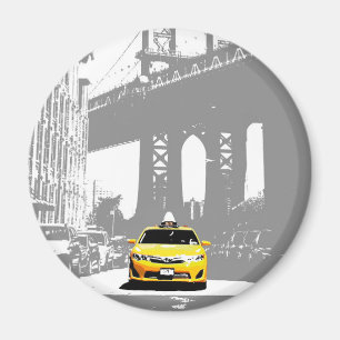 Gult Taxi Nyc Brooklyn Bridge Ny York City Magnet