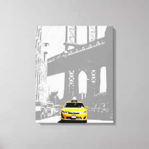 Gult Taxi Nyc New York City Brooklyn Bridge Canvastryck