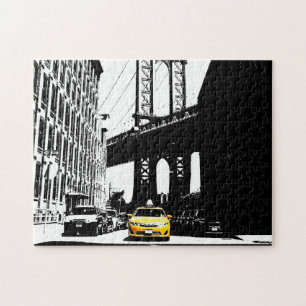 Gult Taxi Nyc New York City Brooklyn Bridge Pussel