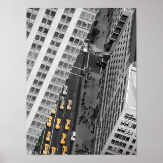Gult Taxi på City Street Poster