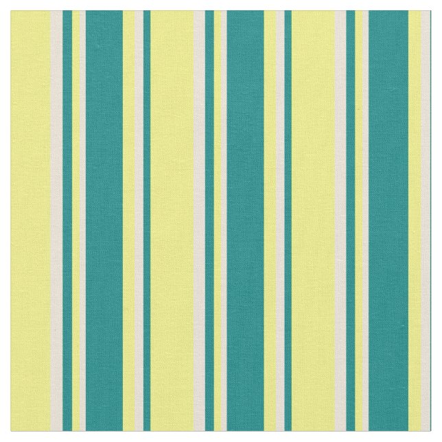 Gult, Teal & Bisque Färgad Rand Tyg (Närbild)