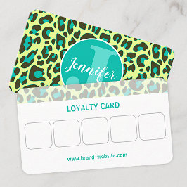 Gult Teal Leopard Skriv ut Rockabilly Mönster Cute Visitkort