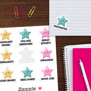 Gult Teal Rosa Bra Job! Stars Klistermärken