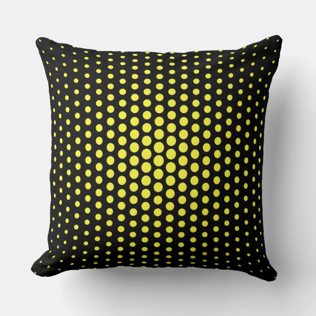 Gult Techno Dots Modern Black Kudde (Framsida)