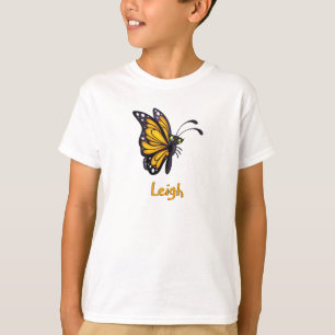 Gult Tecknad Butterfly Custom Name Youth Apparatur T-shirt