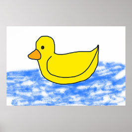 Gult Tecknad Ducky Poster
