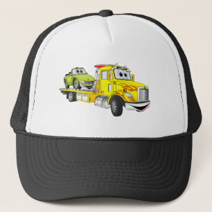 Gult Tecknad Flatbed Tow Lastbil Truckerkeps