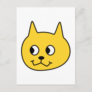 Gult Tecknad Katt. Vykort