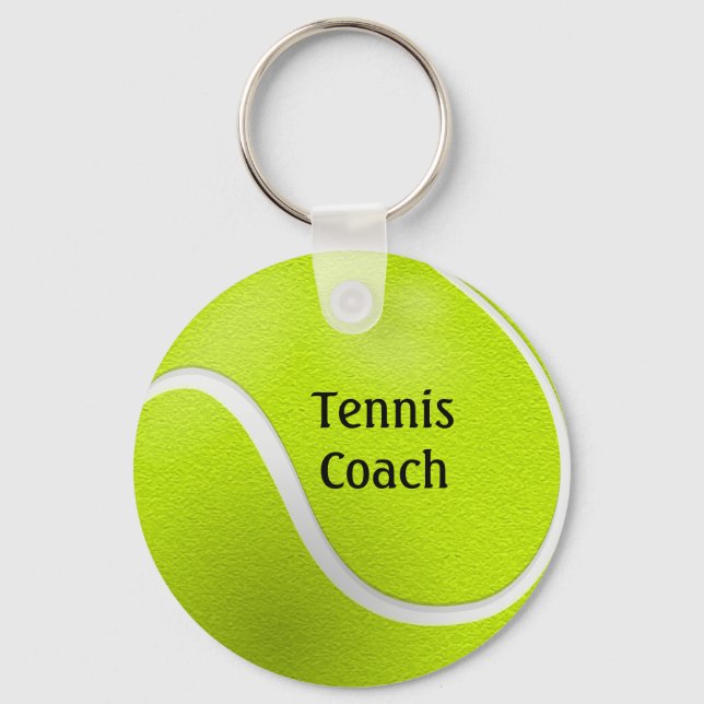 Gult Tennis Boll Coach Namn Nyckelring (Framsida)