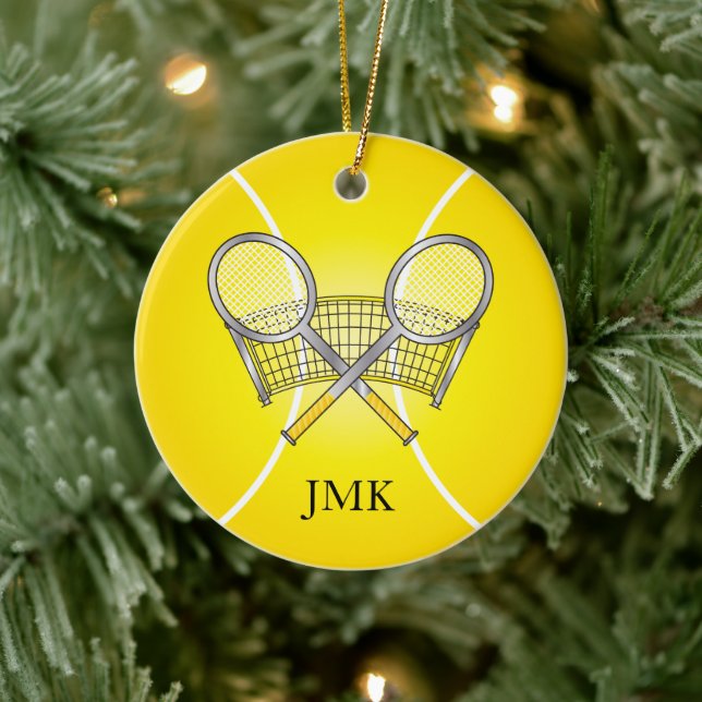 Gult Tennis Boll | DIY Namn Julgransprydnad Keramik (Träd)