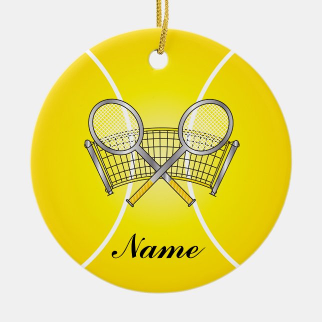 Gult Tennis Boll Personalize Julgransprydnad Keramik (Framsidan)