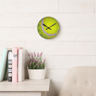 Gult Tennis Boll, Wall Clock Rund Klocka