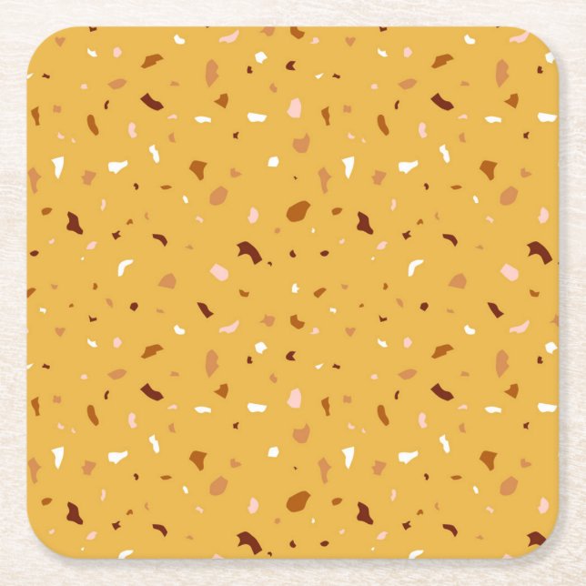 Gult Terrazzo Mönster Underlägg Papper Kvadrat (Framsidan)