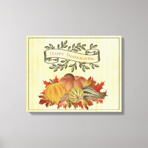 Gult Thanksgiving Pumpkins and Squash Canvastryck