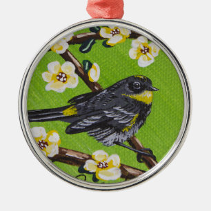 Gult Throat Warbler ~ Vår Julgransprydnad Metall