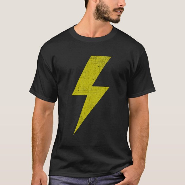 Gult Thunderbolt Bult of Lightning Team T Shirt (Framsida)