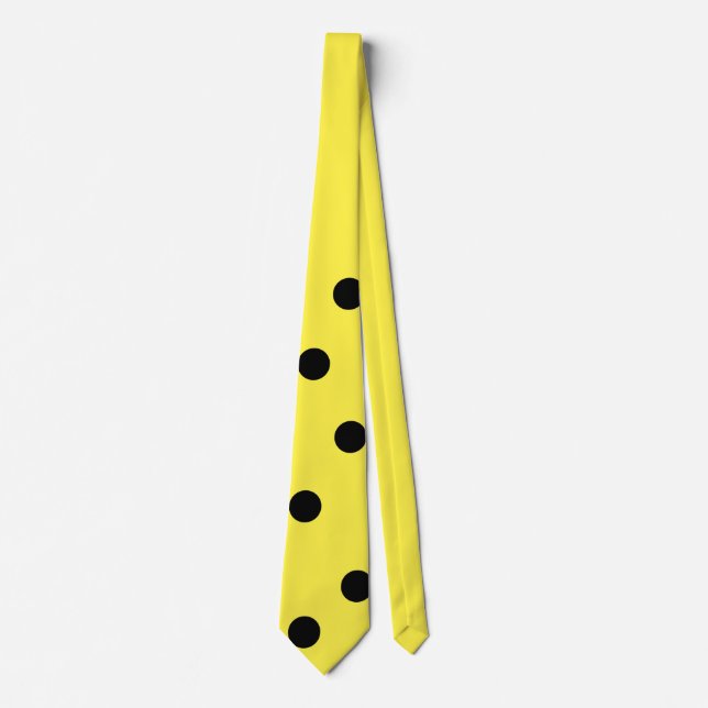 Gult Tie med svarta prickar - Man med hög kostym Slips (Framsida)