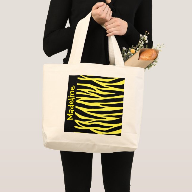 Gult Tiger Rand Tote Bag Jumbo Tygkasse (Framsida (produkt))
