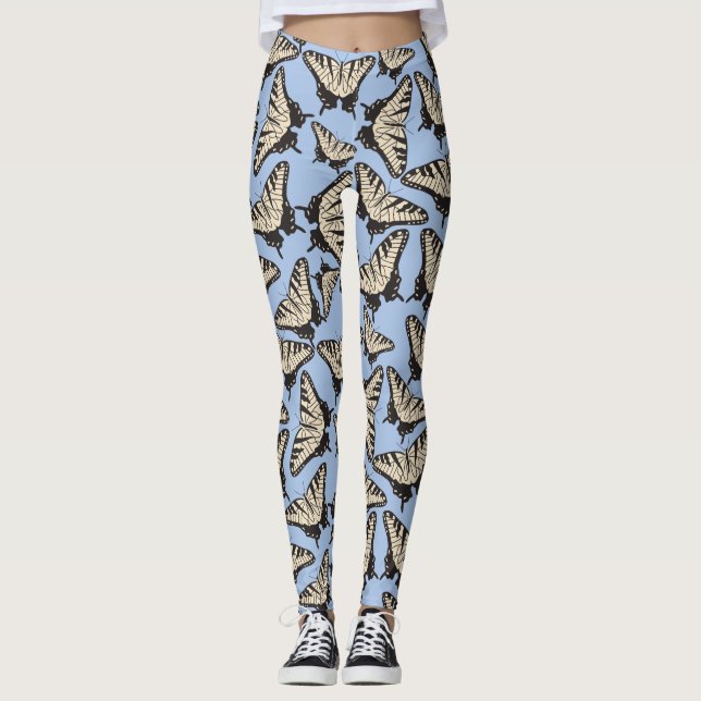 Gult Tiger Swallowtail Butterflies Mönster Leggings (Framsida)