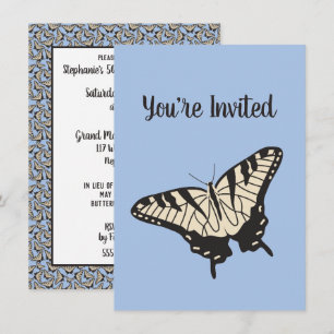 Gult Tiger Swallowtail Butterfly Illustration Inbjudningar