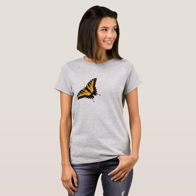 Gult Tiger Swallowtail Butterfly T-Shirt (Hel framsida)