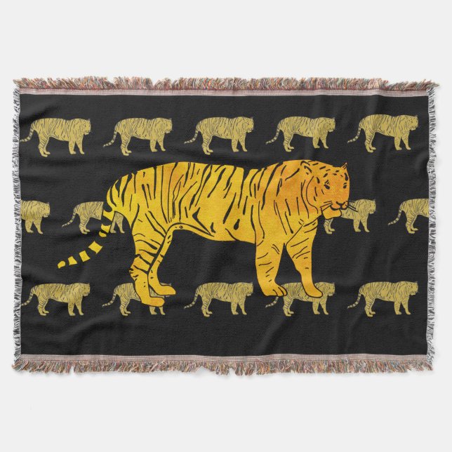 Gult Tiger Throw Blanket Filt (Framsidan)