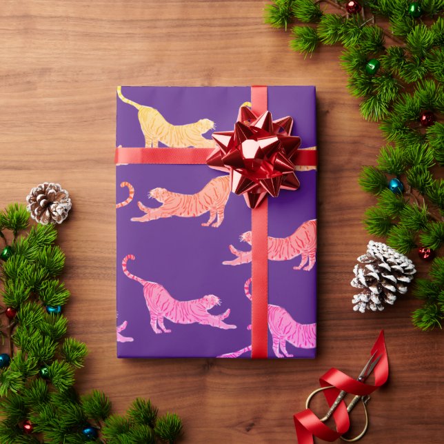 Gult Tigers Wrapping Papper Presentpapper (Julgåva)