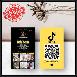 Gult TikTok Social Media QR-kod Visitkort