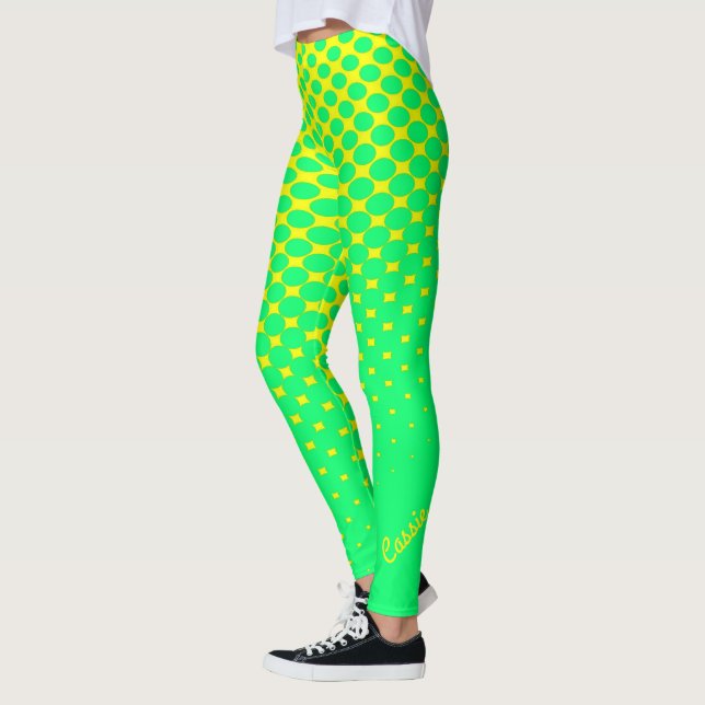 Gult till Grönt Gradient Mönster Leggings (Vänster)