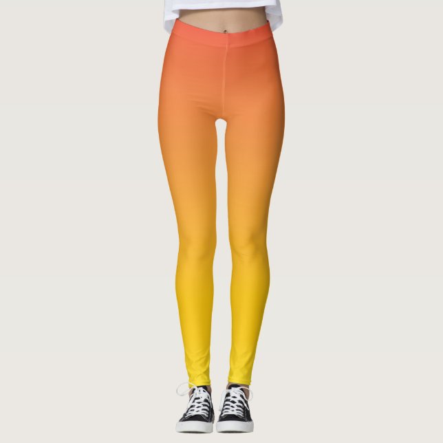 Gult till Orange Ombre-toning för toning Leggings (Framsida)