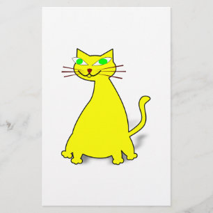 Gult Tjock Katt Brevpapper