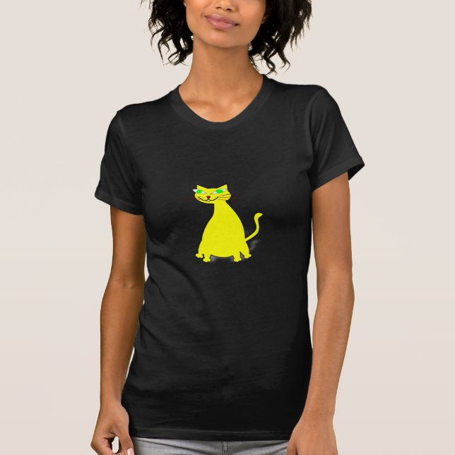 Gult Tjock Katt Tee Shirt (Framsida)