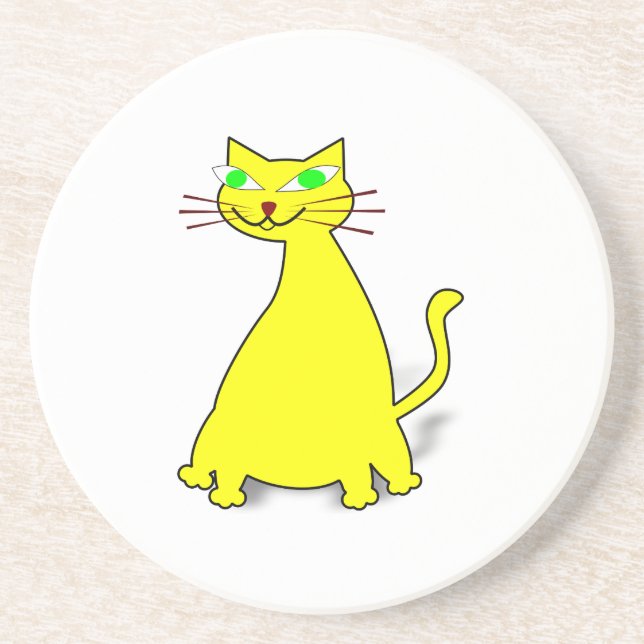 Gult Tjock Katt Underlägg Sandsten (Framsidan)